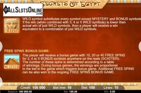 Features. Secrets of Egypt (Kajot Games) from KAJOT