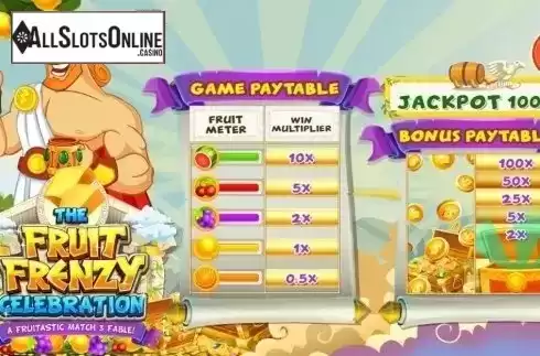 Paytable. The Fruit Frenzy Celebration from Pariplay