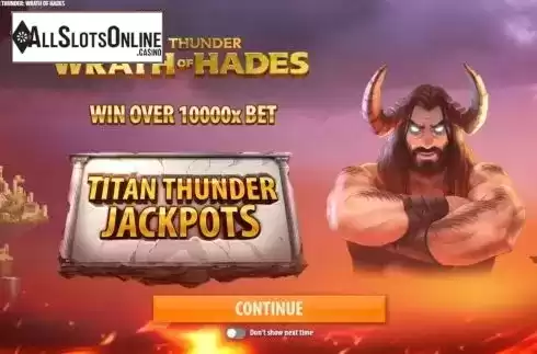 Start Screen. Titan Thunder: Wrath of Hades from Quickspin