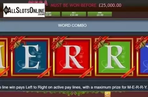 Word Combo. Very Merry Christmas Jackpot from Eyecon