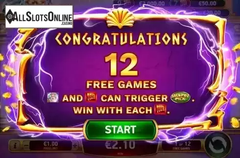 Free Spins screen