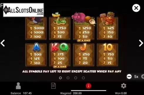 Paytable. Mad Monkey 2 (Top Trend Gaming) from TOP TREND GAMING