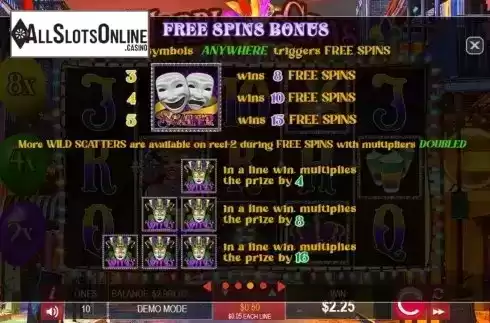 Free Spins Bonus screen