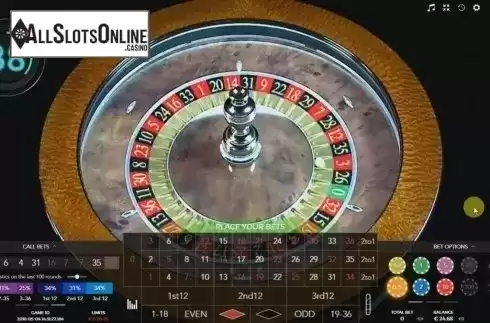 Game Screen. Auto Roulette Live 60 Seconds from Authentic Gaming