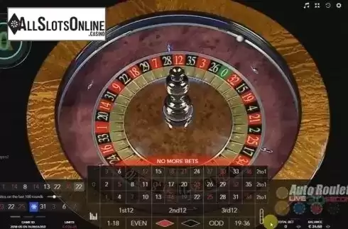 Game Screen. Auto Roulette Live 30 Seconds from Authentic Gaming