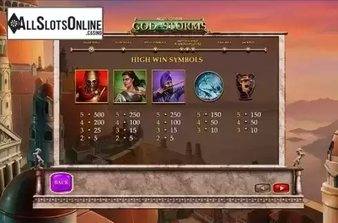 Paytable 1. Age of the Gods God of Storms from Playtech Vikings
