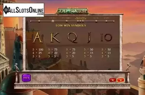 Paytable 2. Age of the Gods God of Storms from Playtech Vikings