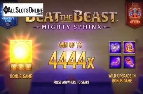 Start Screen. Beat the Beast Mighty Sphinx from Thunderkick