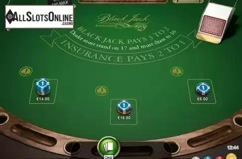 Game Screen. Blackjack Professional Series from NetEnt