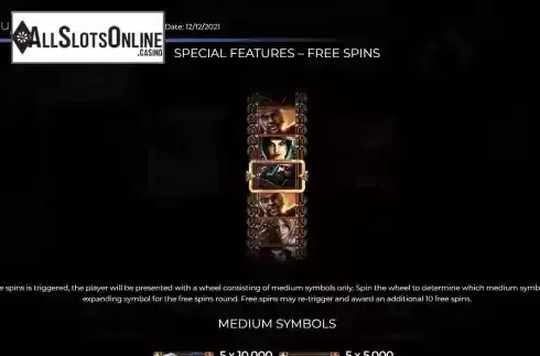 Free spins screen