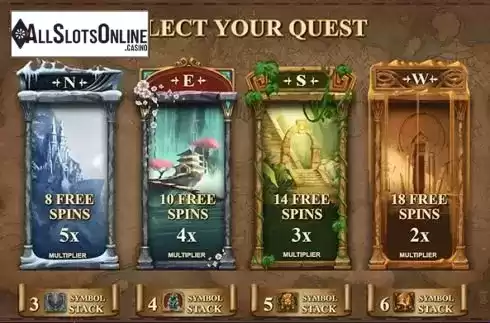 4 types of free spins screen