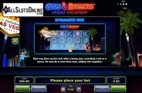 Paytable 3. Cops 'n' Robbers Vegas Vacation from Greentube