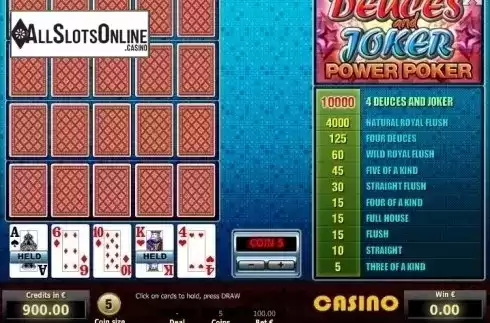 Game Screen 2. Deuces and Joker 4 Hand Poker from Tom Horn Gaming
