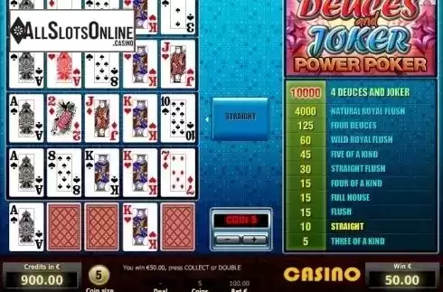 Win Screen. Deuces and Joker 4 Hand Poker from Tom Horn Gaming