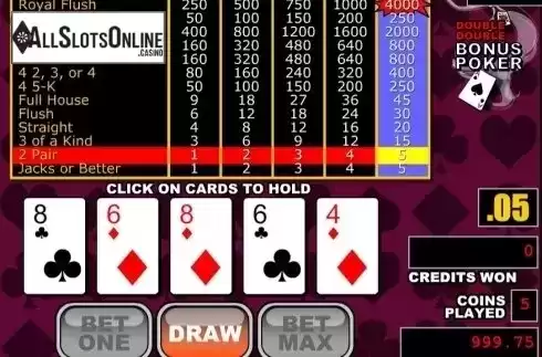Game Screen 1. Double Double Bonus Poker (RTG) from RTG