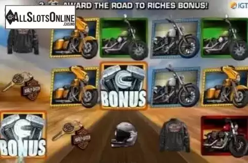 Game Workflow screen. Harley-Davidson Freedom Tour from IGT