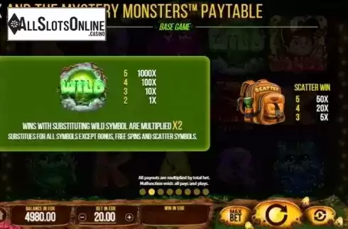 Paytable 2. Jack And The Mystery Monsters from SYNOT