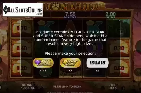 Start Screen 2. Lion Gold Super Stake Edition from StakeLogic