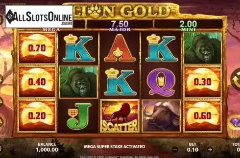 Reel Screen. Lion Gold Super Stake Edition from StakeLogic