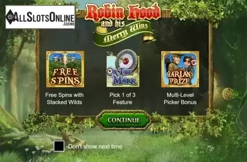 Intro screen. Robin Hood and his Merry Wins from Revolver Gaming