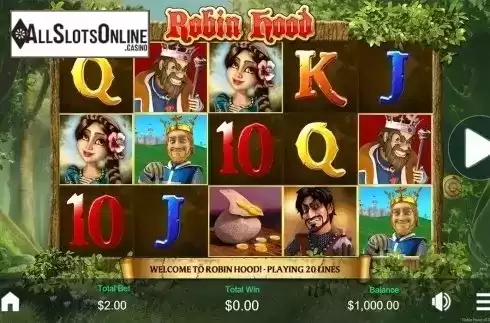 Reels screen. Robin Hood and his Merry Wins from Revolver Gaming