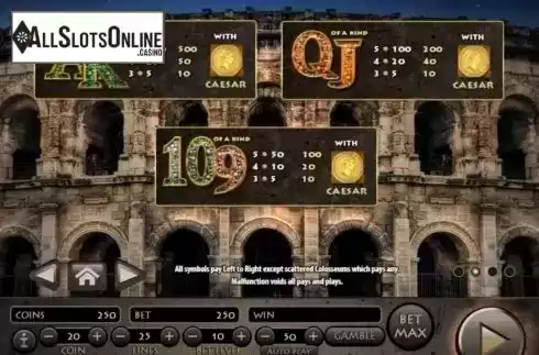 Paytable 2. Roman Empire (Habanero Systems) from Habanero