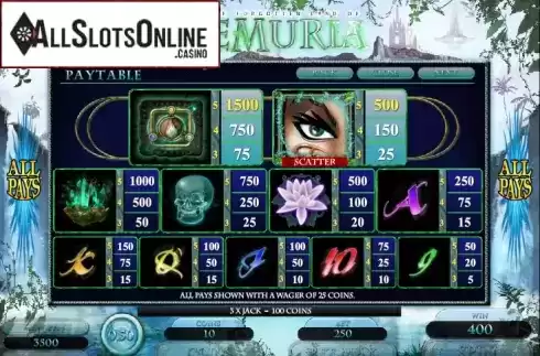 Paytable 2. The Forgotten Land of Lemuria from Microgaming