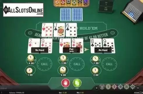 Game Screen 2. 3 Hand Casino Hold'Em (Play'n Go) from Play'n Go