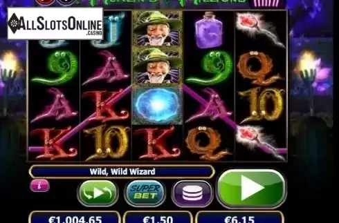 Wild Win screen. Merlins Millions Superbet Mini from NextGen