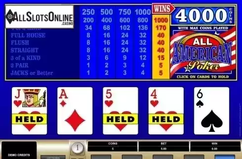 Game Screen. All American Poker (Microgaming) from Microgaming