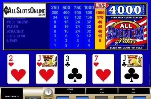 Game Screen. All American Poker (Microgaming) from Microgaming