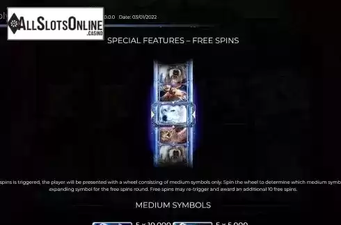 Free Spins feature screen
