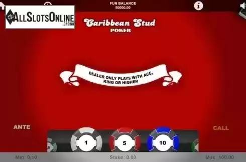 Game Screen. Caribbean Stud Poker (1X2gaming) from 1X2gaming