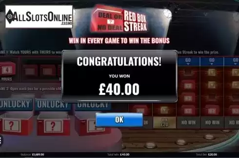 Win screen 3. Deal or No Deal Red Box Streak from Endemol Games
