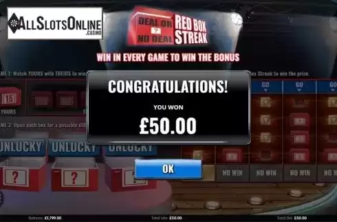 Win screen 1. Deal or No Deal Red Box Streak from Endemol Games