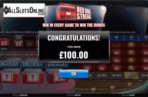 Win screen 2. Deal or No Deal Red Box Streak from Endemol Games