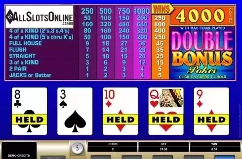 Game Screen. Double Bonus Poker (Microgaming) from Microgaming