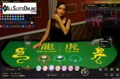 Game Screen. Dragon Tiger Live Casino (Ezugi) from Ezugi