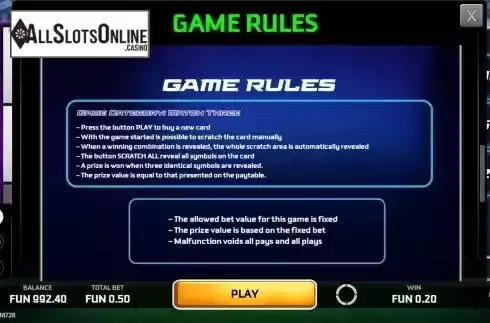 Game Rules Screen
