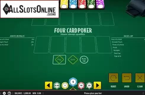 Start Screen. Four Card Poker (Shuffle Master) from Shuffle Master