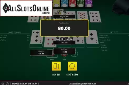 Win Screen. Four Card Poker (Shuffle Master) from Shuffle Master