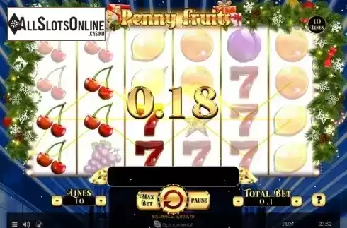 Win Screen 3. Penny Fruits Christmas Edition from Spinomenal
