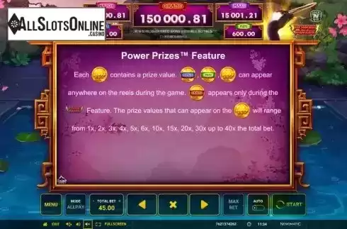 Power Prizes feature screen