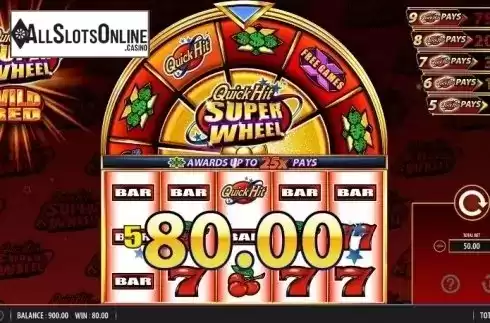 Win Screen. Quick Hit Super Wheel Wild Red from SG