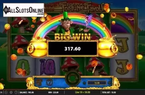 Big win screen. Rainbow Riches Fortune Favours from Barcrest