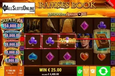 Win Screen 1. Ramses Book Respins of Amun-Re from Gamomat