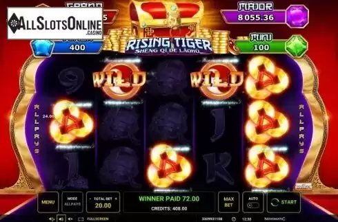 Win Screen 1. Rising Tiger (Sheng qi de Laohu) from Greentube