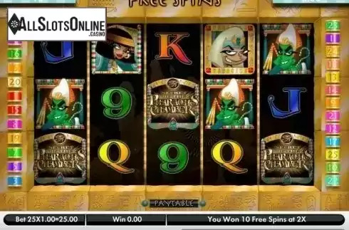 Free Spins Screen. Secret of the Pharaoh's Chamber from Gamesys