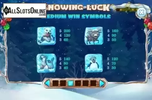Paytable. Snowing Luck Christmas Edition from Spinomenal