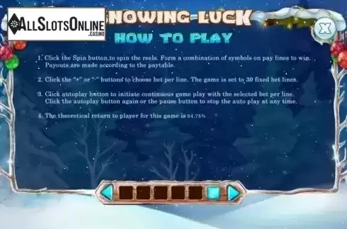 Game Rules. Snowing Luck Christmas Edition from Spinomenal